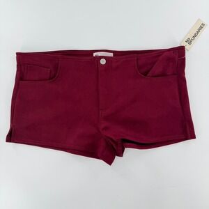 No Boundaries Faux Suede Hot Pants Modern Womens XL Burgundy Red Booty Shorts 2"